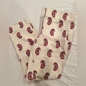 Loft Marisa Ankle White with Paisley Print Dress Pants